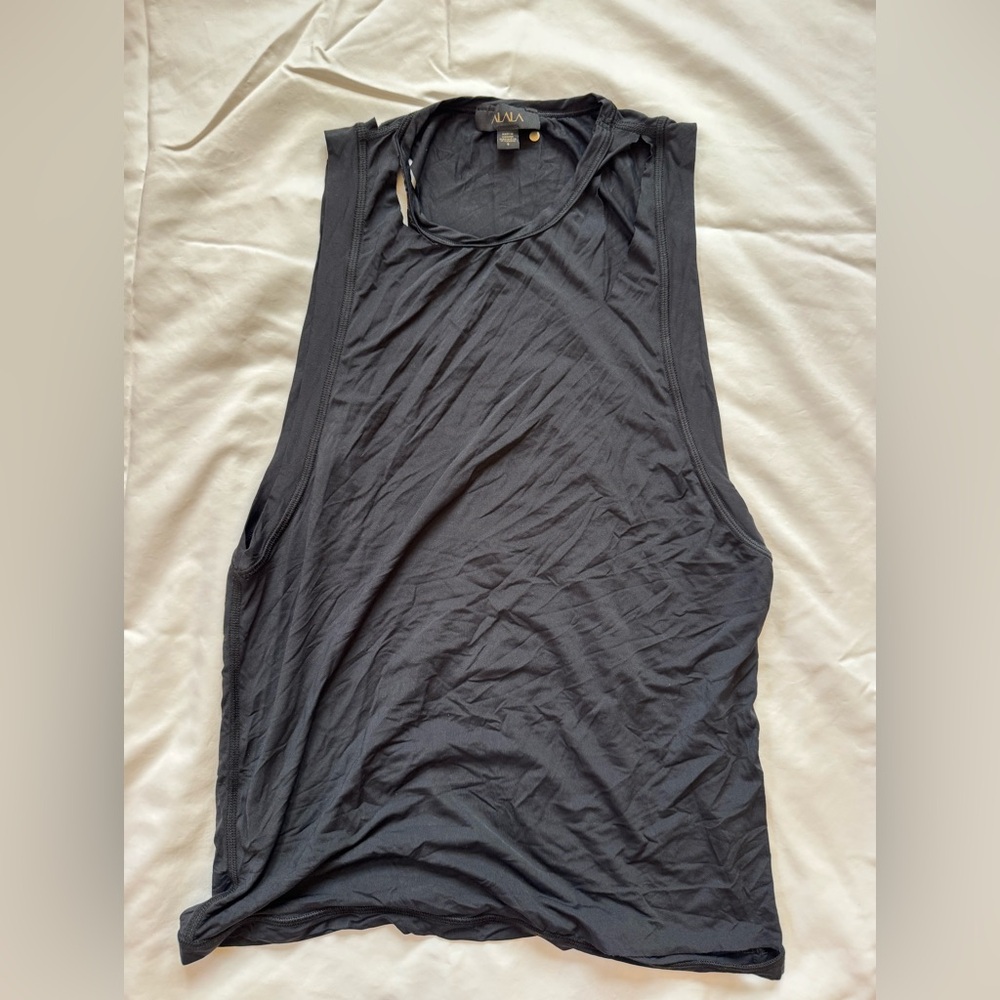 Alala Jet Black Sleeveless Top with rips